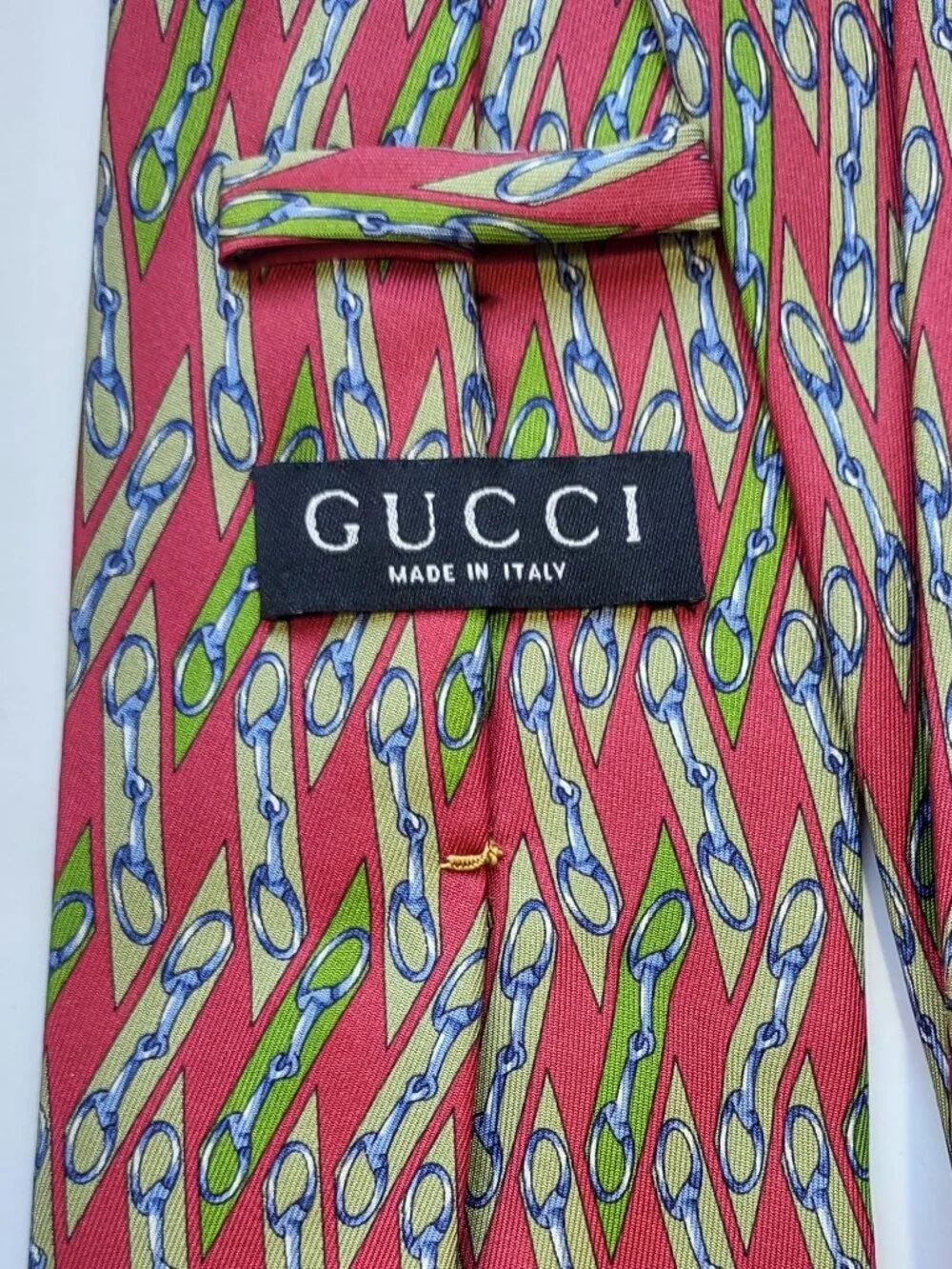 Vintage Gucci 100% Silk Tie Classic Equestrian Pattern Italy Luxury Designer